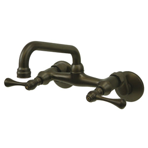 Kingston Brass KS313ORB Kingston Two Handle Wall Mount Kitchen Faucet, Oil Rubbed Bronze