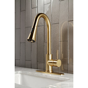 Gourmetier LS8723DL Concord Single-Handle Pull-Down Kitchen Faucet, Brushed Brass
