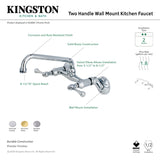 Kingston Brass KS300C Two-Handle Adjustable Center Wall Mount Kitchen Faucet, Polished Chrome