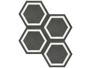 Anatolia Tile 7X8 Form Matte Graphite Hexagon Frame Porcelain Tile 60-408  - premium natural stone mosaic tile from Anatolia Tile, available at PoshHaus showroom in Keene, NH