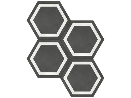 Anatolia Tile 7X8 Form Matte Graphite Hexagon Frame Porcelain Tile 60-408  - premium natural stone mosaic tile from Anatolia Tile, available at PoshHaus showroom in Keene, NH