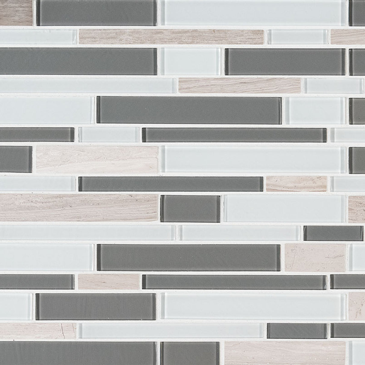 Gray cliff interlocking 12x12 glass stone mesh mounted mosaic tile SMOT SGLSIL-GRACLI4MM product shot multiple tiles top angle view