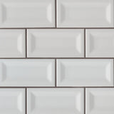 Gray Glossy Inverted Beveled 3"x6" Glazed Ceramic Wall Tile- MSI Collection DOMINO GRAY GLOSSY INVERTED BEVELED SUBWAY TILE 3X6 (Case)