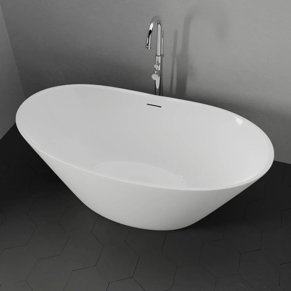 New England Home Goods 62″ Wells Freestanding Slipper Bathtub - Matte White