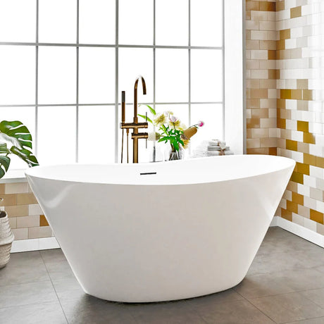 New England Home Goods 62″ Wells Freestanding Slipper Bathtub - Matte White