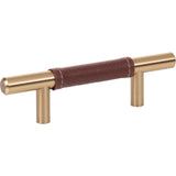 Atlas Homewares Zanzibar Brown Leather Pull 3 Inch (c-c) Warm Brass