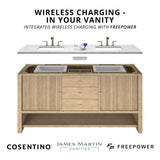 Bristol 72" Double Vanity, Whitewashed Walnut w/ 3 CM Victorian Silver Silestone Top w/FreePower Wireless Charger