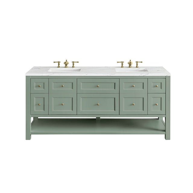 Breckenridge 72" Double Vanity, Smokey Celadon w/ 3 CM Ethereal Noctis Top