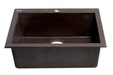 ALFI brand AB2420DI-C Chocolate 24" Drop-In Single Bowl Granite Composite Kitchen Sink