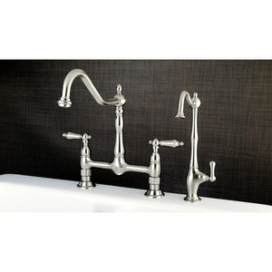 Kingston Brass KS1178AL Heritage Bridge Kitchen Faucet, Brushed Nickel