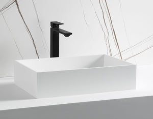20" x 14" White Matte Solid Surface Resin Sink