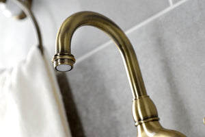 Kingston Brass KS7993TAL Tudor Bridge Bathroom Faucet with Brass Pop-Up, Antique Brass