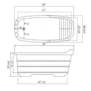 ALFI brand AB1148 59" Free Standing Wooden Bathtub with Chrome Tub Filler