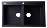 ALFI brand AB3420DI-BLA Black 34" Drop-In Double Bowl Granite Composite Kitchen Sink
