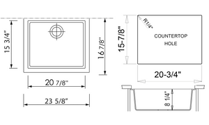 ALFI brand AB2420UM-B Biscuit 24" Undermount Single Bowl Granite Composite Kitchen Sink