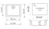 ALFI brand AB2420UM-C Chocolate 24" Undermount Single Bowl Granite Composite Kitchen Sink