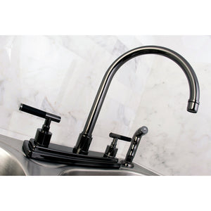 Kingston Brass NS8790DKLSP Water Onyx Centerset Kitchen Faucet, Black Stainless Steel