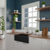 30" Black Matte Reversible Smooth / Fluted Single Bowl Fireclay Farm Sink