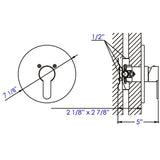 ALFI brand AB3001-BN Brushed Nickel Shower Valve Mixer with Rounded Lever Handle