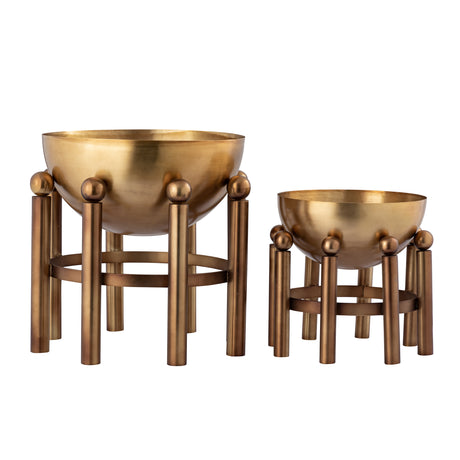 Elk H0897-10936 Piston Footed Planter - Large Aged Brass