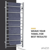 ANZZI TW-WM105CH Elgon 14-Bar Stainless Steel Wall Mounted Towel Warmer Rack with Polished Chrome Finish