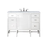 Addison 48" Single Vanity, Glossy White w/ 3 CM Carrara White Top