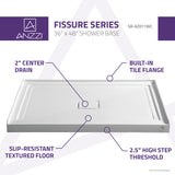 ANZZI SB-AZ011WC Fissure Series 48 in. x 36 in. Shower Base in White