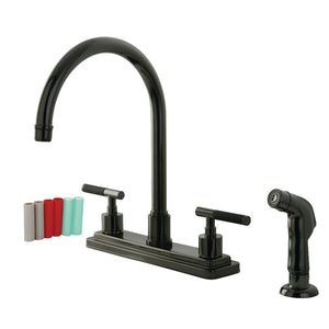 Kingston Brass NS8790DKLSP Water Onyx Centerset Kitchen Faucet, Black Stainless Steel