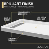 ANZZI SB-AZ103L ALEXANDER 48 in. x 32 in. Left Drain Shower Base in White