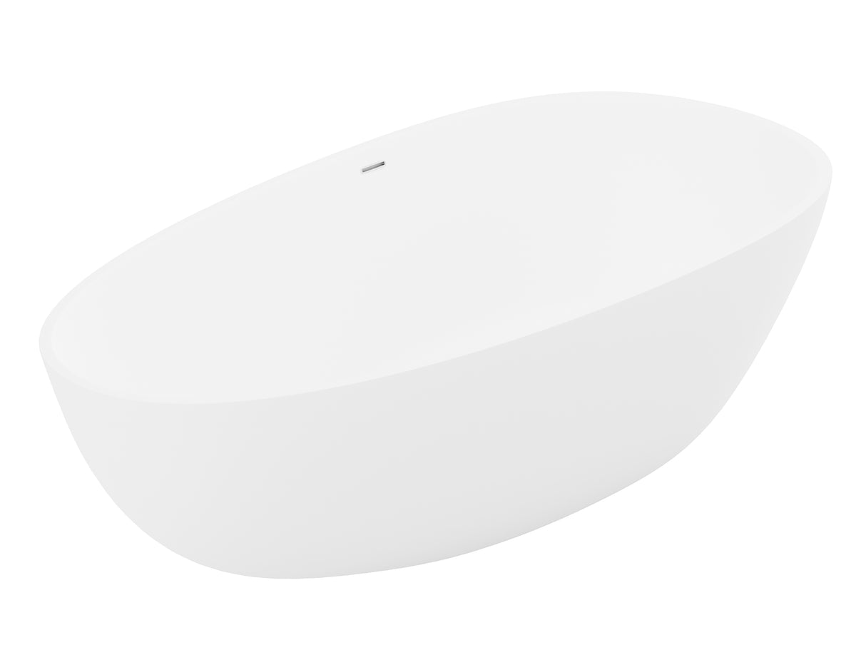 ANZZI BS-S06 Makot 5.6 ft. Man-Made Stone Center Drain Freestanding Bathtub in Matte White