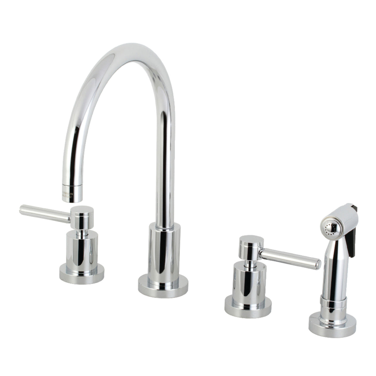 Kingston Brass KS8721DLBS Concord 8-Inch Widespread Kitchen Faucet with Brass Sprayer, Polished Chrome