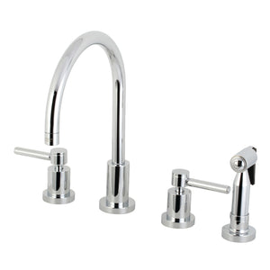 Kingston Brass KS8721DLBS Concord 8-Inch Widespread Kitchen Faucet with Brass Sprayer, Polished Chrome