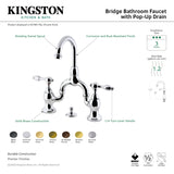 Kingston Brass KS7993TAL Tudor Bridge Bathroom Faucet with Brass Pop-Up, Antique Brass
