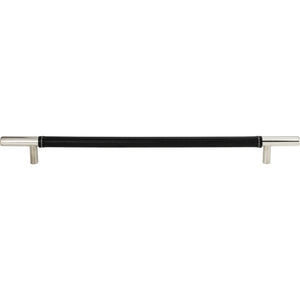 Atlas Homewares Zanzibar Black Leather Pull 11 5/16 Inch (c-c) Polished Chrome