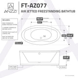 ANZZI FT-AZ077 Jarvis Series 67" Air Jetted Freestanding Acrylic Bathtub in White