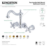 Kingston Brass KS1253AX 8-Inch Center Wall Mount Bathroom Faucet, Antique Brass