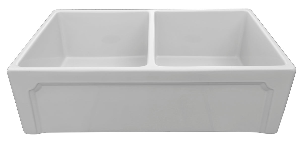 ALFI brand AB3318DB-W 33 inch White Reversible Double Fireclay Farmhouse Kitchen Sink