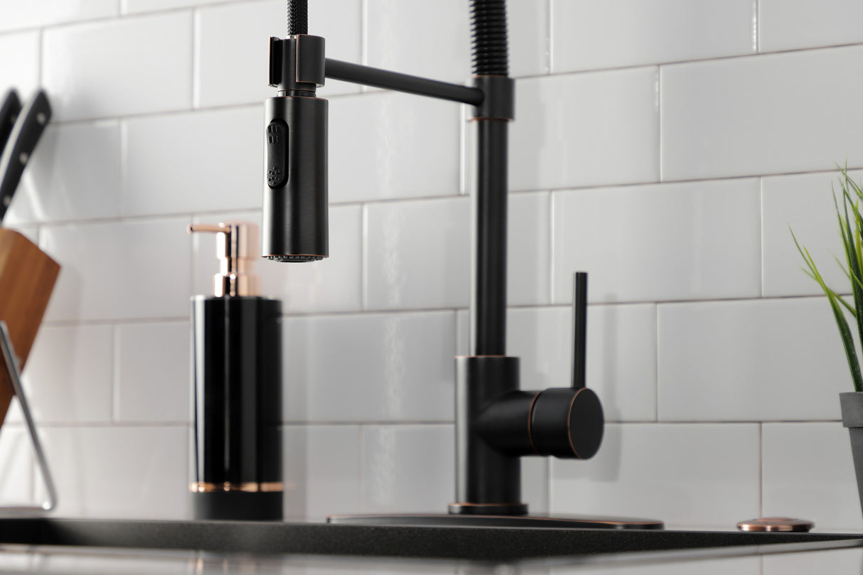 Gourmetier LS8776DL Concord Single-Handle Pre-Rinse Kitchen Faucet, Naples Bronze