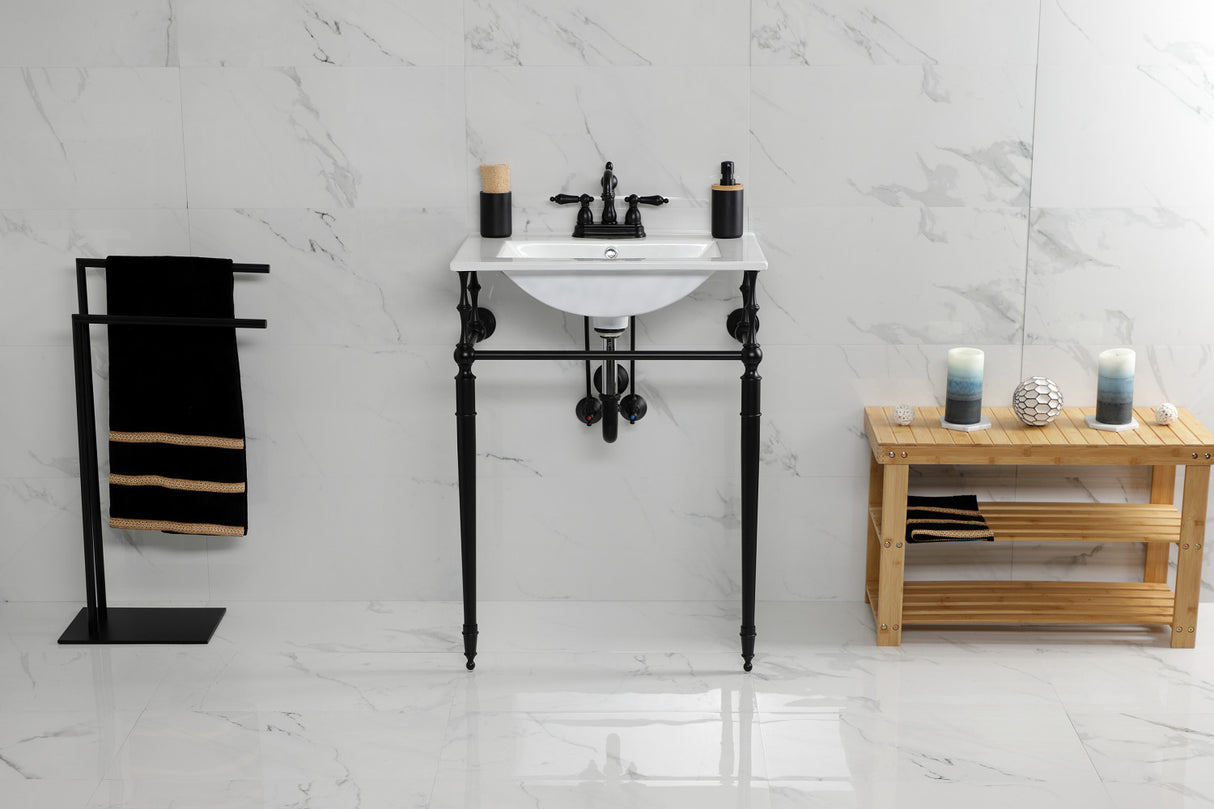 Kingston Brass KB1600AL Heritage 4 in. Centerset Bathroom Faucet, Matte Black