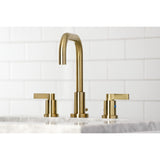 Kingston Brass FSC8933NDL NuvoFusion Widespread Bathroom Faucet with Brass Pop-Up, Brushed Brass