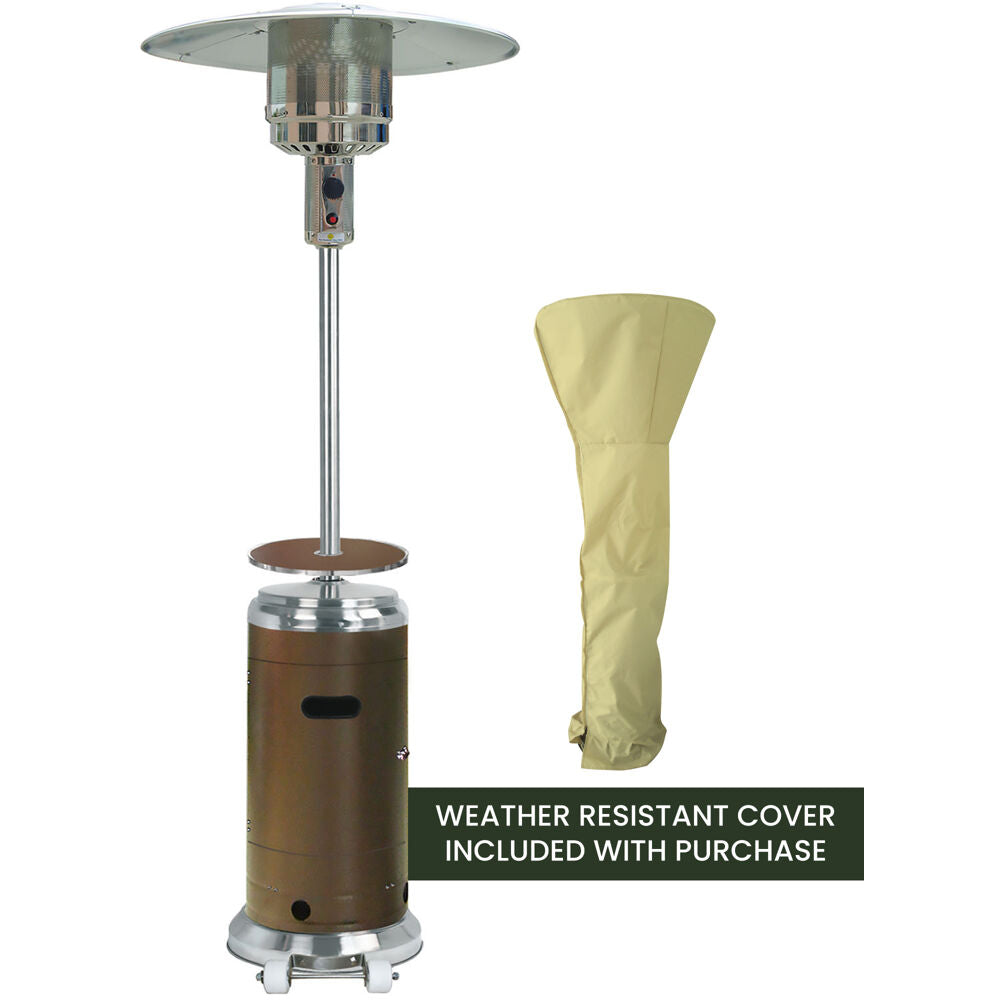 Hanover HAN002BRSS-CV Steel Umbrella patio heater, 7" tall, propane, 48,000 BTU with Cover