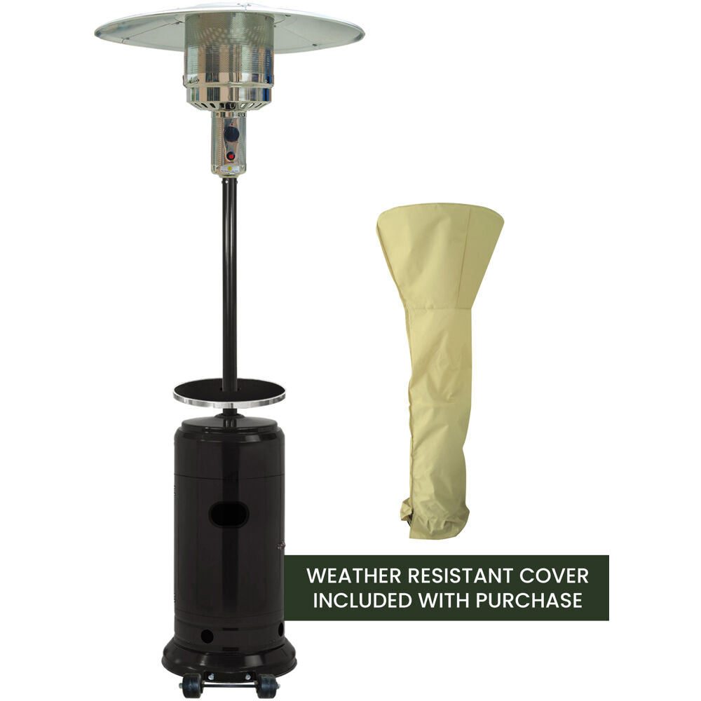 Hanover HAN004BLK-CV Steel Umbrella patio heater, 7" tall, propane, 48,000 BTU with Cover