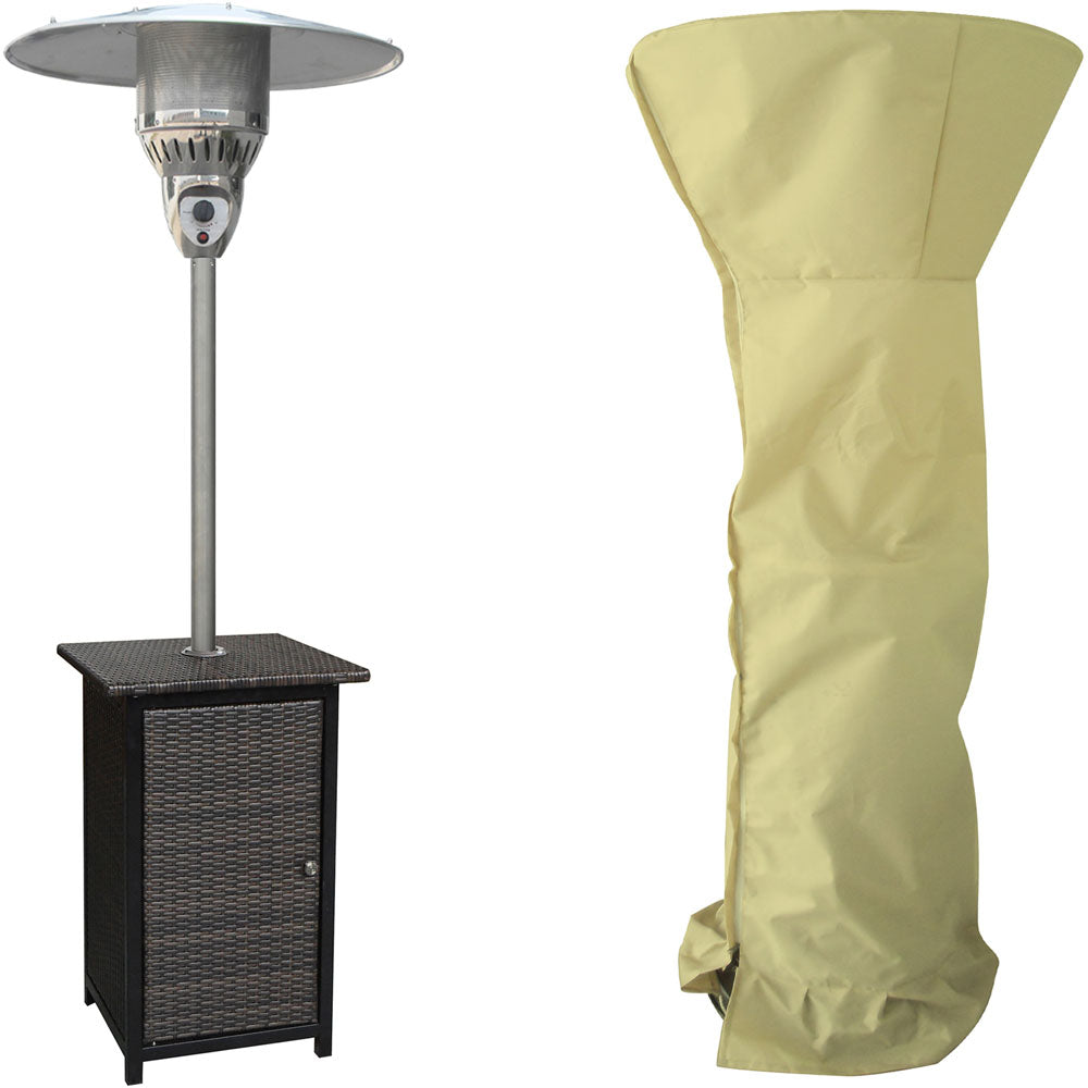 Hanover HAN020BRWCK-CV Square wicker patio heater, 7" tall, propane, 41,000 BTU & Cover