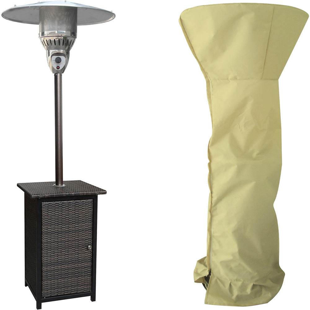 Hanover HAN021BRWCK-CV Square wicker patio heater, 7" tall, propane, 41,000 BTU & Cover