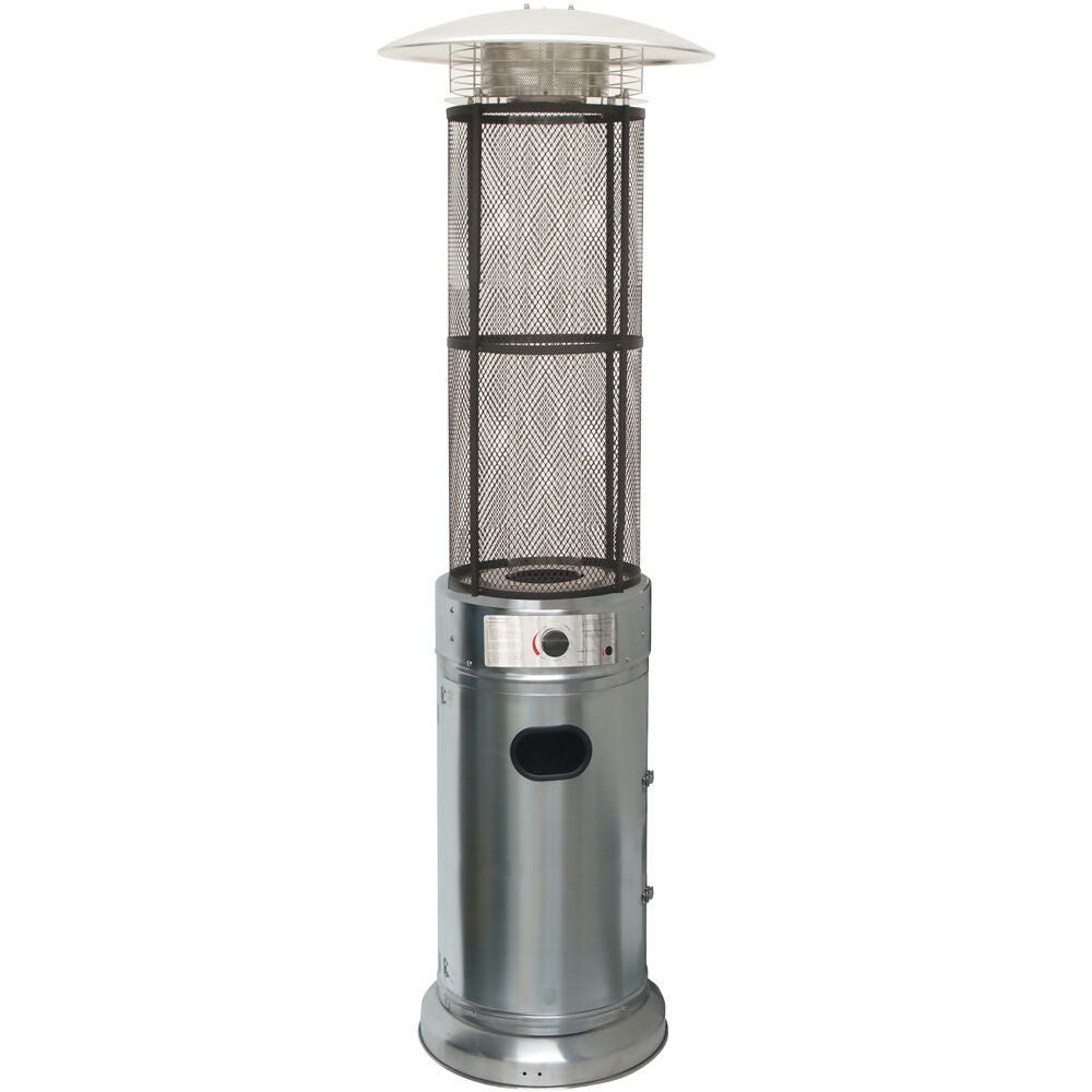 Hanover HAN030SSCLL Cylinder flame glass patio heater, 6' tall, propane, 34,000 BTU