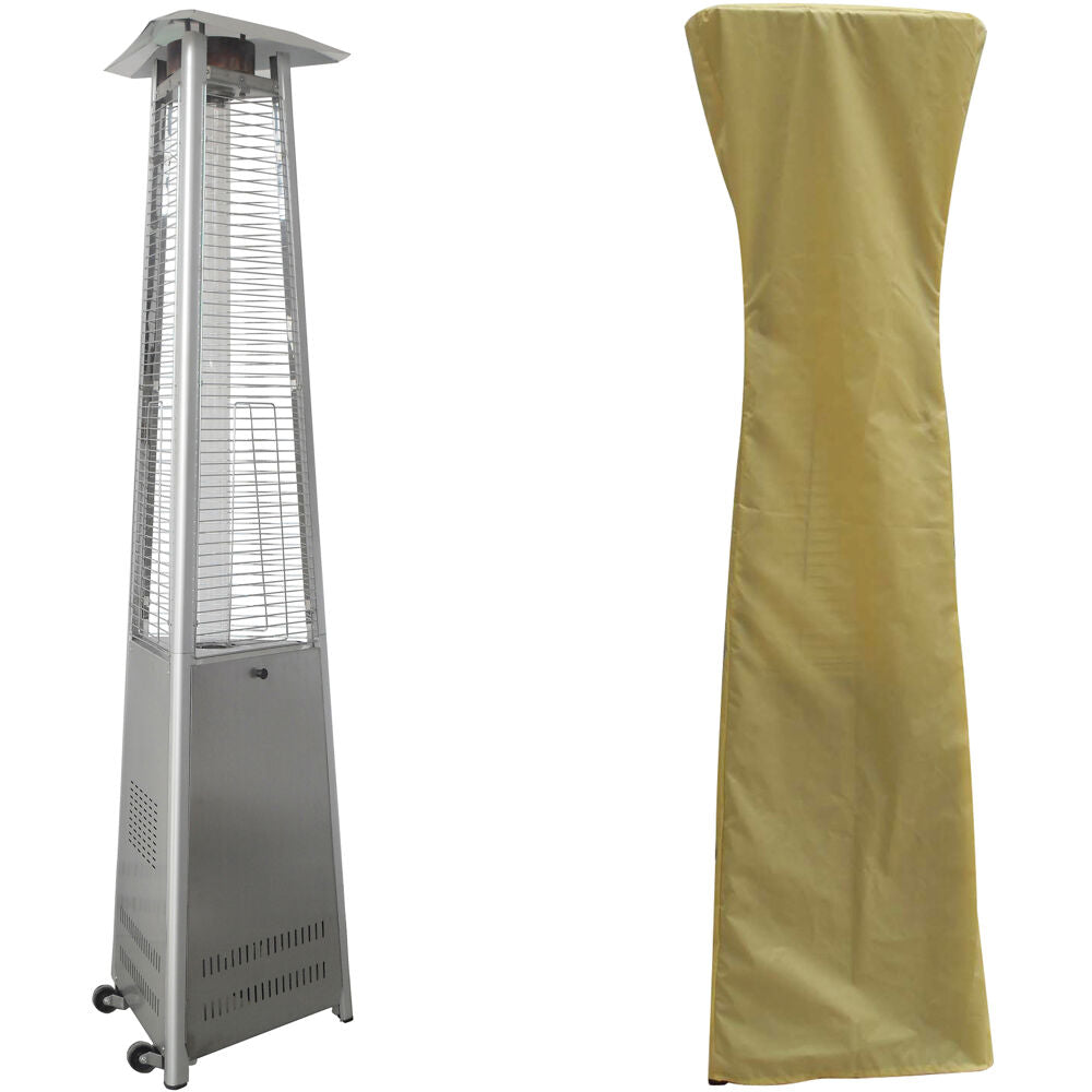 Hanover HAN104SS-CV Triangle Patio Heater, 7.5' Tall, Propane, 42,000 BTU with Cover