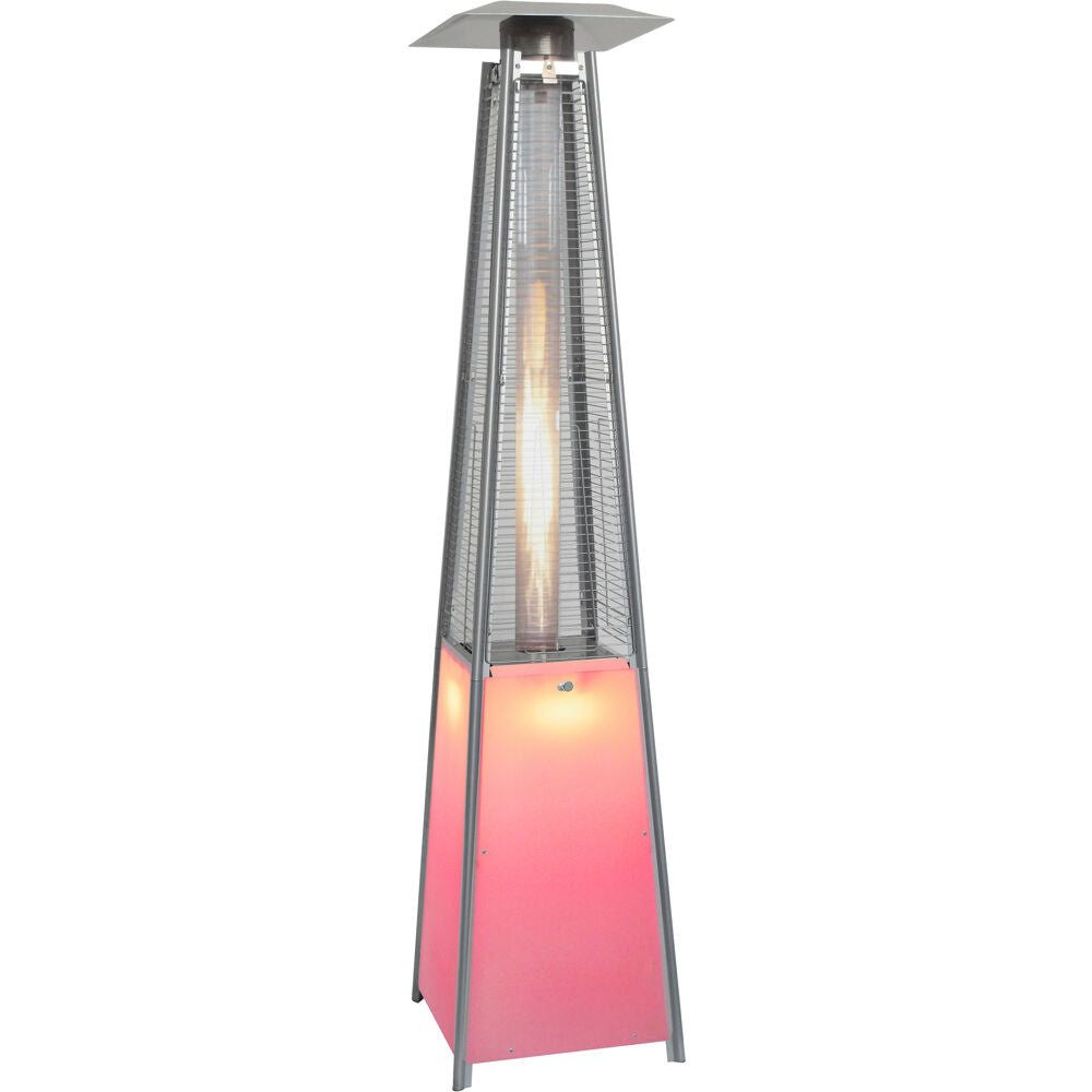 Hanover HAN110SS Square Patio Heater, 7' Tall, Propane, LED Flame Glass, 42,000 BTU