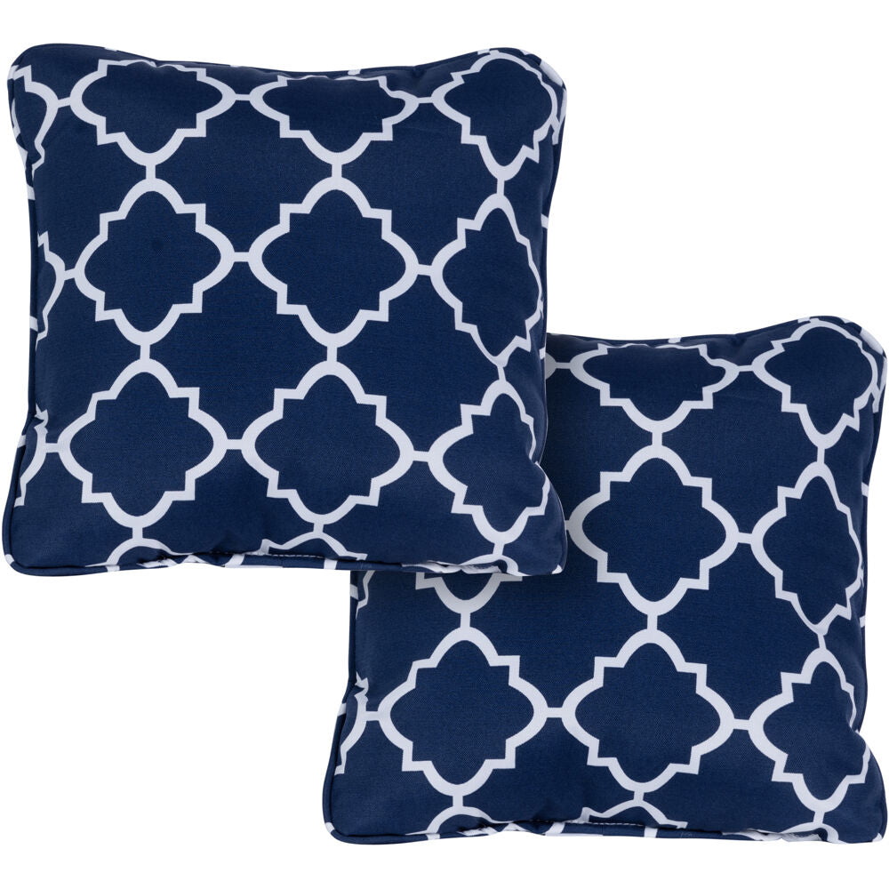 Hanover HANTPLATT-NVY-2 Hanover Toss Pillow Lattice Pattern Set of 2