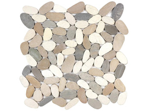 Anatolia Tile Zen Harmony Warm Blend Flat Matte Pebble Mosaics. 1 Sheet = 1 Sq. Ft. 5001-0220-0 (76-465) Harmony Warm Blend Flat Pebble - premium natural stone mosaic tile from Anatolia Tile, available at PoshHaus showroom in Keene, NH
