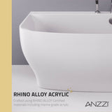 ANZZI FT-FR112473CH Bank Series 5.41 ft. Freestanding Bathtub with Deck Mounted Faucet in White